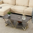 thumbnail image 2 of Ivinta Black Marble Coffee Table with Storage Shelves, Accent Tea Table for Living Room, 2 of 9