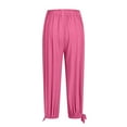 thumbnail image 6 of Lenpel Capri Pants for Women Casual Elastic High Waisted Drawstring Cropped Lantern Pants Wide Leg Trousers with Pockets, 6 of 7