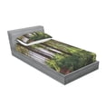 thumbnail image 3 of Forest Bedding Set with Sheet & Covers, Pathway in a Shady Forest of Bushes and Thick Trunks Grass Unique Wild Life Scenery, Printed Bedroom Decor 2 Shams, 4 Sizes, Green Brown, by Ambesonne, 3 of 3