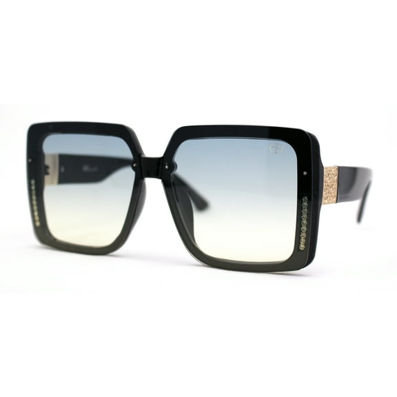 Womens Rimless Mod Luxe Rhinestone Metal Engrave Butterfly Designer Sunglasses Black Blue Yellow