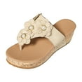 thumbnail image 5 of Flower Platform Flip Flop Sandals for Women Boho Beach Chunky Wedge High Heel Slides Slip on Dress Thong, 5 of 7