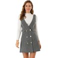 thumbnail image 1 of Unique Bargains Robe Salopette de Bureau Taille Haute à Carreaux pour Femmes, 1 of 6