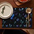 thumbnail image 5 of Black Butterfly Pattern Summer Placemats Table Placemats Set Of 4-Linen Kitchen Washable Placemats Table Mats 11.8"x17.7" Non-Slip Heat Resistant, 5 of 6