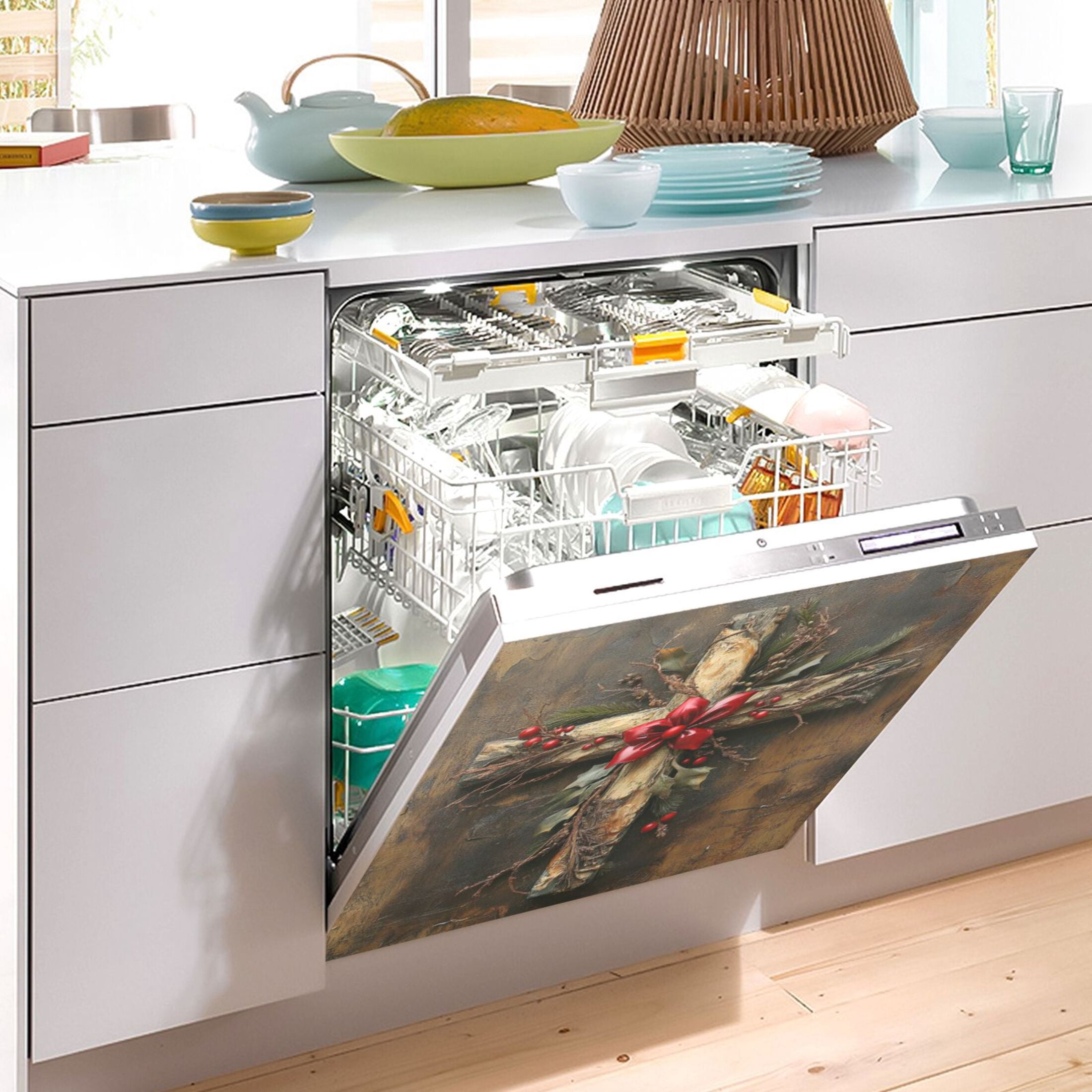 Dishwasher Magnetic Sticker 23x26 Inch Refrigerator Magnetic Sticker Washing Machine Magnetic Sticker Kitchen Panel Magnetic Sticker Home Decor Cute Cross Pattern