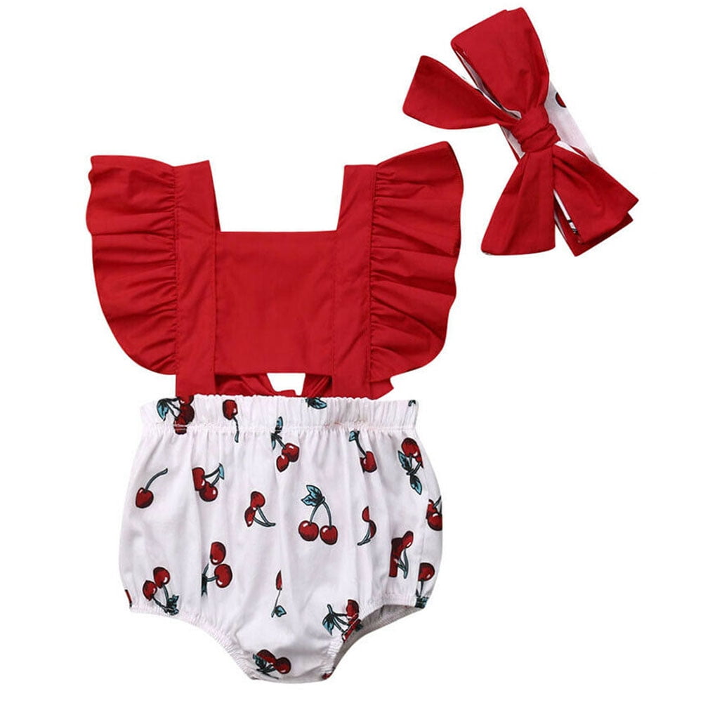 Newborn Baby Girl Clothes Red Dot Ruffle Backless Romper Cute Jumpsuit Bodysuit Outfit Onesies