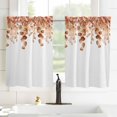 thumbnail image 2 of 84 Inch Long Tier Curtains for Kitchen, Spring Botanical Orange Eucalyptus Leaves Bathroom Window Curtains Rod Pocket Short Curtains Window Treatment Tiers for Living Room Farmhouse 2 Panels, 2 of 4