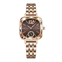 DESIGNICE Women Quartz Watches Wrist Chain Strap Square Watch Easy Read Dial Office Ladies Fashion Dress Up Adjustable Stainless Steel Brown