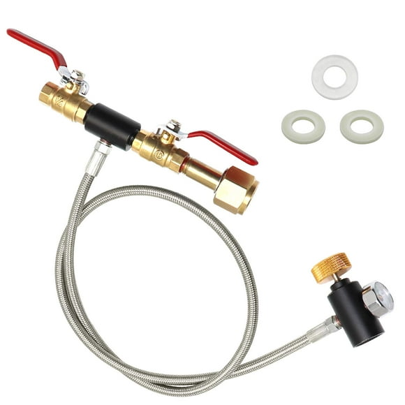 CGA320 G1/2 CO2 Cylinder Refill Adapter Hose, CO2 Refill Station Connector Kit for Filling soda-maker(CGA320 to TR21-4, Dual Valve With Gauge) (36Inch)