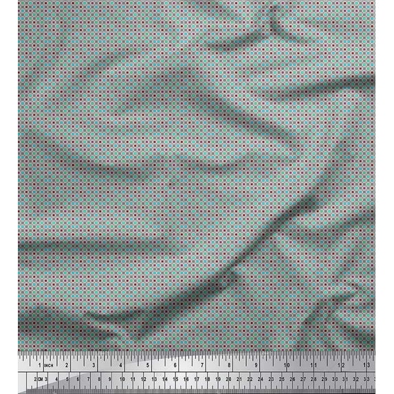 Soimoi Cotton Cambric Fabric Square Shirting Print Fabric by The Yard 42 Inch Wide