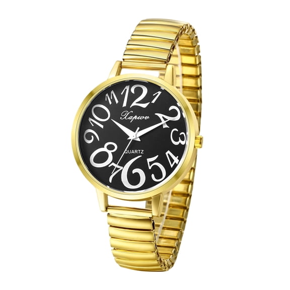 Avaner Women's Elastic Strap Watch: Large Face Big Number Easy Reader Watch Analog Quartz Watch Waterproof Casual Business Dress Wristwatch