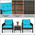 thumbnail image 5 of Patiojoy 3PCS Outdoor Patio Rattan Wicker Conversation Set W/Turquoise Cushions Turquoise, 5 of 8