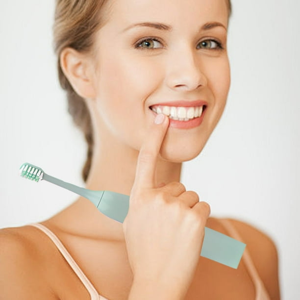 Cepillo de dientes eléctrico portátil para adultos - Alimentado por pilas con 3 cabezas de cepillo, impermeable IPX7, maleta de viaje - Blanca, rosa, azul