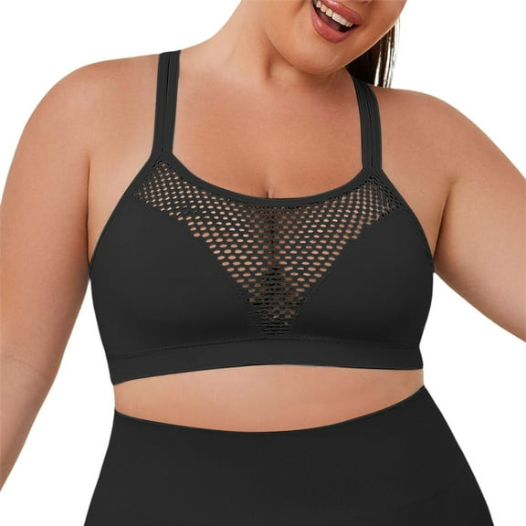 Bras for Women's Workout Bras Supportive Sports Plus Size Yoga Full Coverage Push Up Wireless on Clearance Black 3XL