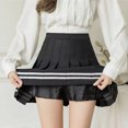 thumbnail image 5 of Womens High Waist A-Line Pleated Skirt School Girl Uniform Double Striped Print Casual Short Skater Skirts, 5 of 8