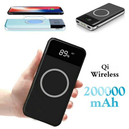 Qi Wireless 20000mAh Power Bank 2USB LED CLD Portable Fast Charger External Battery For iPhone