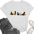 thumbnail image 4 of Htigea Womens Halloween T Shirts Pumpkin Black Cats Graphic Short Sleeve Tees Casual Loose Fit Pullover Cute Holiday Party Tops 01#White XL, 4 of 9