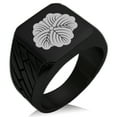 thumbnail image 1 of Stainless Steel Matsunaga Samurai Crest Geometric Pattern Biker Style Polished Ring, 1 of 1