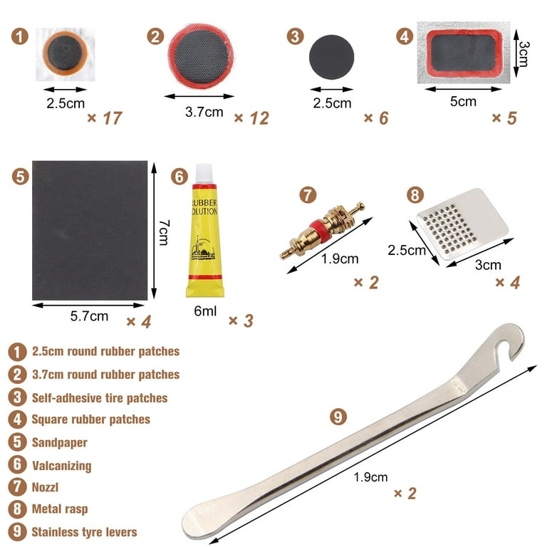 SPOKKI 55 Pcs Bike Tire Repair Kit, Self-Adhesive Patches, Inner