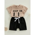 thumbnail image 5 of Genuiskids 2Pcs Toddler Baby Boys Summer Outfit 0-3T Kids Boy Clothes Sets Short Sleeve Skateboard Letter Print T-Shirt Tops Shorts Casual Tracksuit Set, 5 of 9