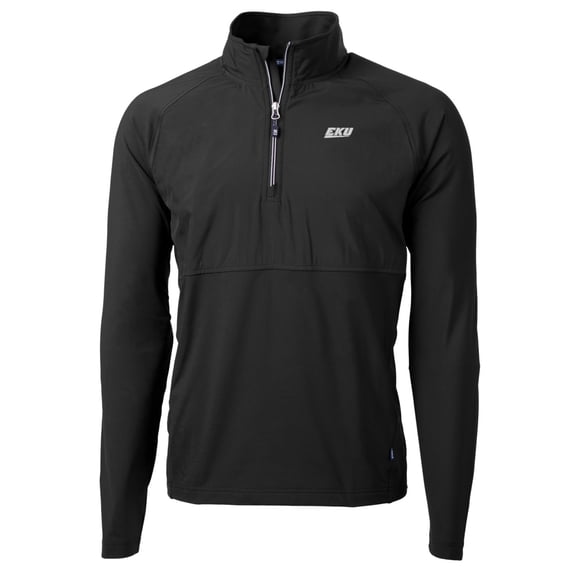 Men's Cutter & Buck Black Eastern Kentucky Colonels Adapt Eco Knit Hybrid Recycled Quarter-Zip Pullover Top