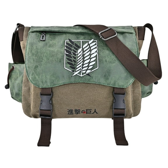 Roffatide Anime Attack on Titan Messenger Bag Crossbody Bag Survey Corps Canvas Shoulder Bag