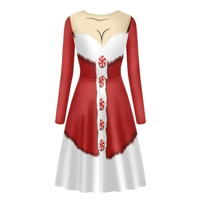 Binienty Funny Christmas Dress for Women Dressy Xmas Pattern Party Wear for Special Occasions Holiday Crew Neck Knee Length Ugly A line Dress All Weather Breathable One Piece Ladies Dresses 3XL Walmar...