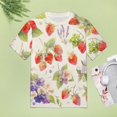 thumbnail image 4 of Various Fruits Womens Tops Women's Fashion Casual Short Sleeve Flower Print Round Neck Pullover Top Blouse, 4 of 6