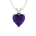 thumbnail image 4 of Clara Pucci 18K White Solid Hypoallergenic Gold 2Ct Natural Amethyst Heart Cut Solitaire Designer Necklace Pendant For February, 4 of 7