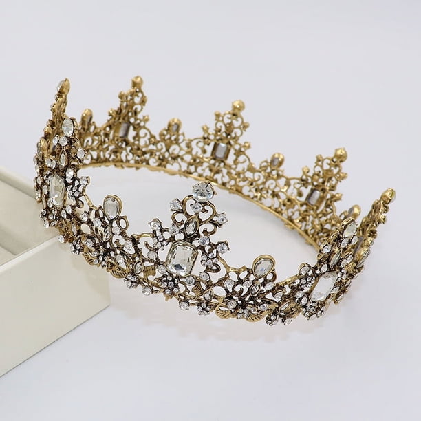 Nvzi Tiara de boda para novia, diadema de princesa, corona nupcial, joyería para el cabello con diamantes de imitación de cristal,graduación, boda, fiesta de disfraces (D)