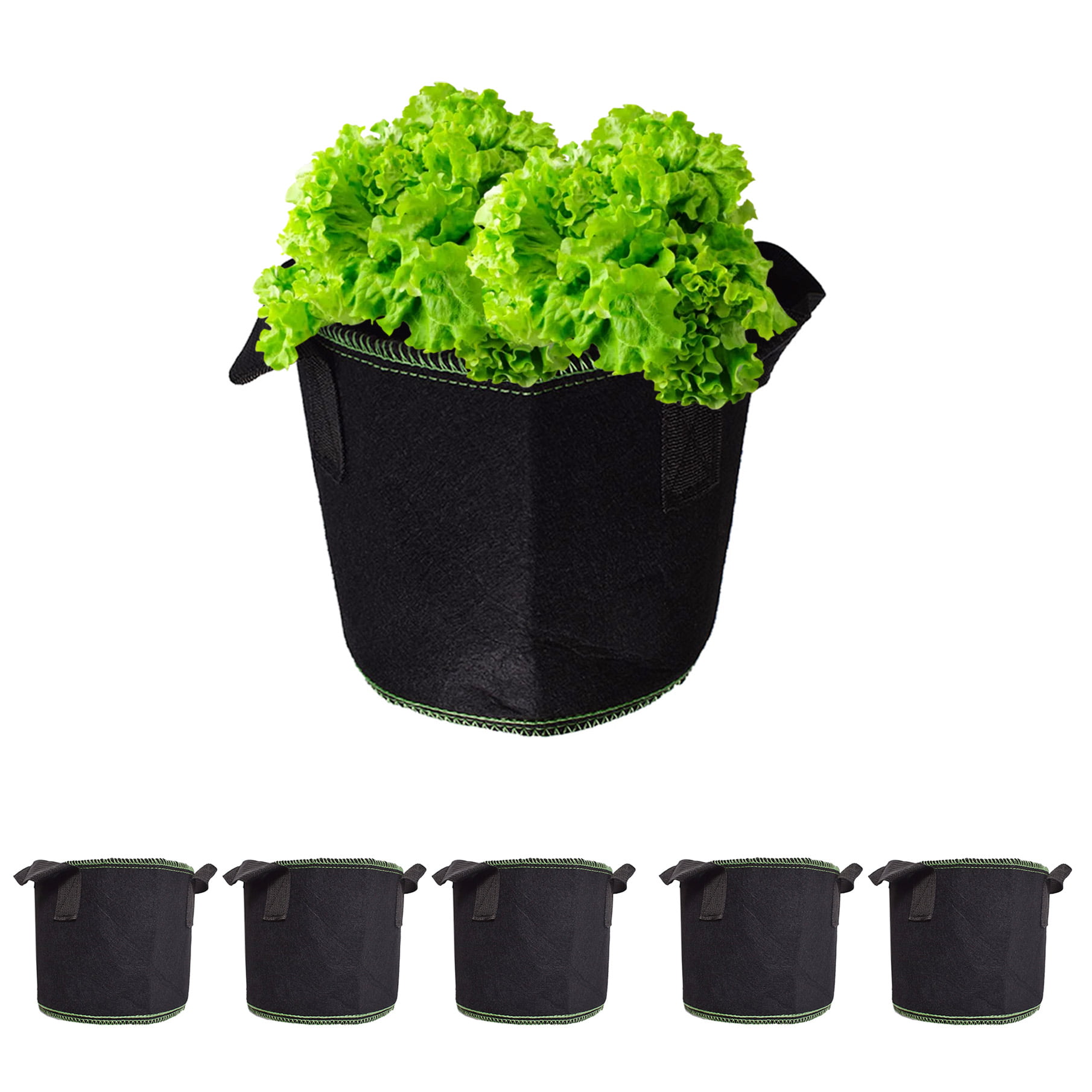 . 10Pcs/Pack Black Fabric Grow Pots Breathable Plant Bags Smart Plant W/Handle 