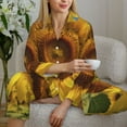 thumbnail image 6 of Daiia Sky Golden Sunflower Field A for Women's Long-Sleeved Pajama Set – Soft & Comfortable Sleepwear Button-Up Pajamas Cozy Lounge Wear-XX-Large, 6 of 7
