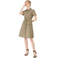 thumbnail image 3 of INSPIRE CHIC Robe Courte pour Femme à Col Évasé avec Poches et Taille Élastique, 3 of 4