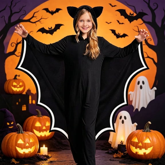 LIIPEE Kids Halloween Costumes Boys Girls Unisex Glow In The Dark Bat Onesies Dress Up Clothes,4-5 Years