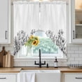 thumbnail image 4 of Wildflower Leaf Kitchen Window Curtains, Swag Curtains Valance for Bedroom Living Room Bathroom, Grey Floral Botanical White Watercolor Rod Pocket Window Curtain Block Drapes 2 Panels 36"x36", 4 of 8