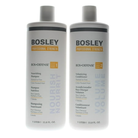 Bosley Pro BosDefense Nourishing Shampoo and Volumizing Conditioner For Color-Treated Hair 33.8oz Set