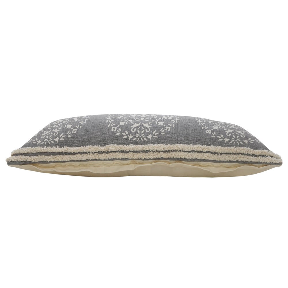 Ox Bay 14" x 36" Hand-Woven Gray/ White Medallion Organic Cotton Pillow Cover