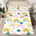 thumbnail image 2 of Manfei bohemian Rainbow Full Size Sheets,Retro Boho Theme Bed Sheets,Yellow Stars Teal Clouds Sheet Sets For Girl Boys,Breathable Home Decor,4 Pieces, 2 of 7