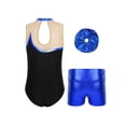 thumbnail image 2 of Jizyo Girls Tumbling Outfits Biketards with Shorts Gymnastics Leotards 4-16 Years Sports Workout Royal Blue 4, 2 of 7