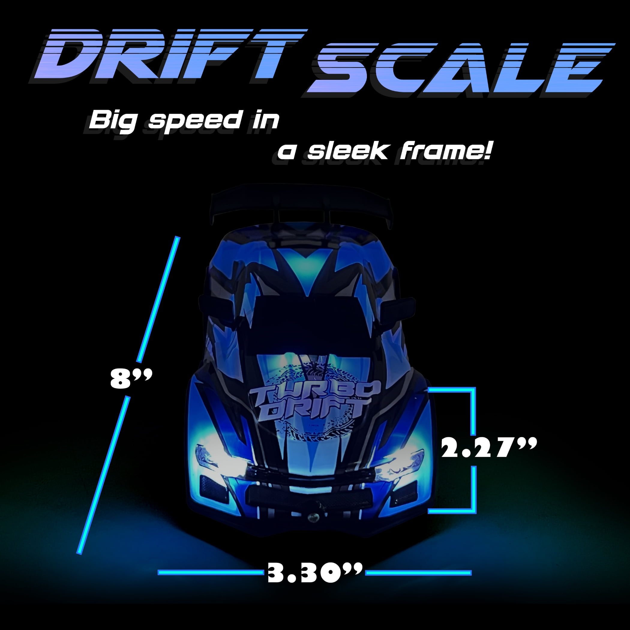 Force1 High-Speed Drift RC Car 2.4GHz Remote Control LED Lights 1:16 Scale Rechargeable Toy (Blue)