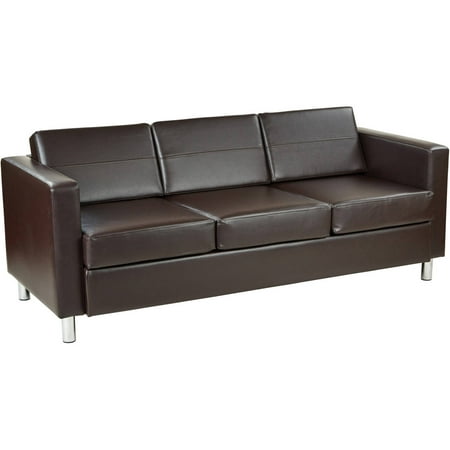 Pacific Easy-Care Espresso Faux Leather Sofa Couch with ...