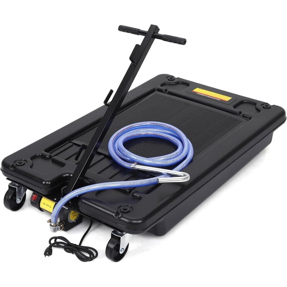 AOILE 17 Gallon Low Profile Oil Drain Pan with 110V Electric Pump & 7.2FT Hose for Car, SUV, Trucks Buses Oil Draining, Black
