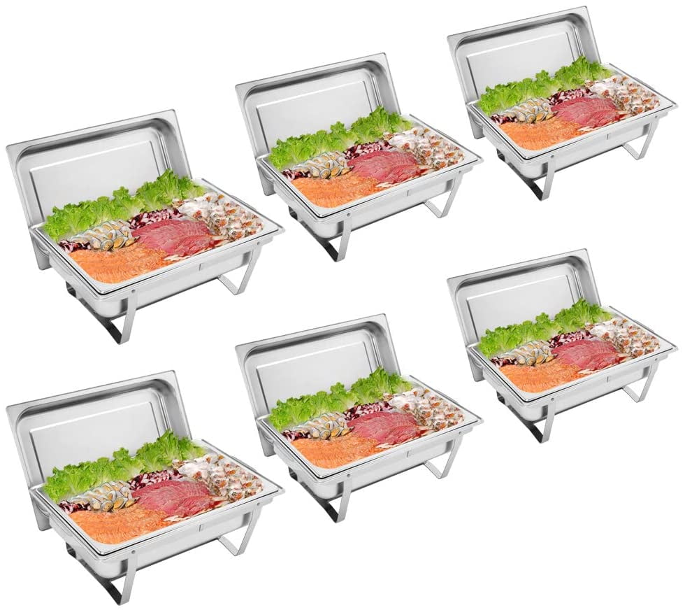 Best CATERING 6 PACK CHAFER CHAFING Dish Sets 8 QT WITH BONUS FUEL PACK 