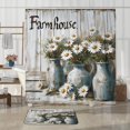 thumbnail image 3 of 4Pcs Country Daisy Shower Curtain Sets with Non-Slip Rug, U Shape and Toilet Lid Cover Mat, Farmhouse Rustic Home Bathroom Decor Set Accessories with 12 Hooks, 72 x 72 Inch, 3 of 13