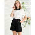 thumbnail image 3 of Bermudas De Algodón De Pierna Recta Hasta La Mitad Del Muslo De Cintura Alta Para Mujer Negro M, 3 of 6