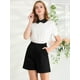 thumbnail image 3 of Allegra K Bermudas De Algodón De Pierna Recta Hasta La Mitad Del Muslo De Cintura Alta Para Mujer Negro L, 3 of 6