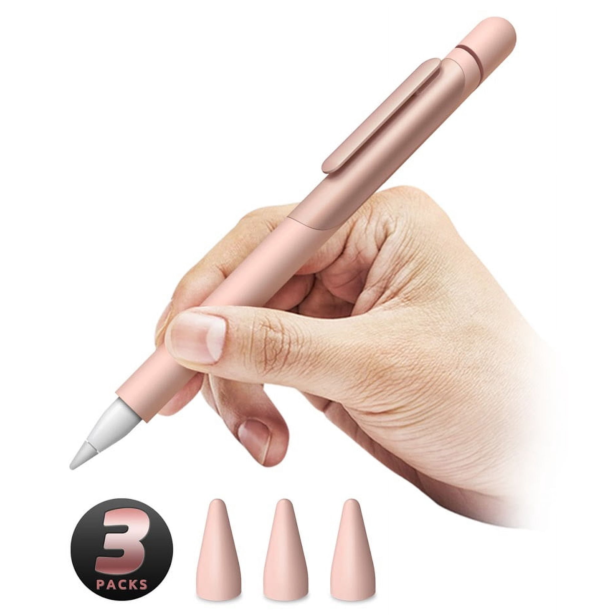 SUPCASE Silicone Protective Case for Apple Pencil (1st Generation), Anti-Slip Grip with Nib Cover (3 Pieces) Accessories (Rosegold)