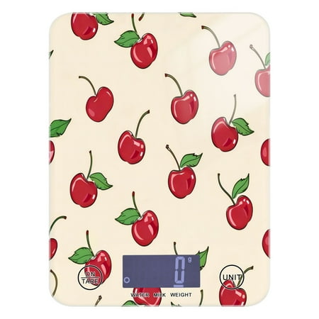 

Kitchen Electronic Scale Food Scale 7.68x5.71 inch Multifunctional Digital Kitchen Scale Tempered Glass Decorative Baking Cooking Meal Preparation Lovely Cherry