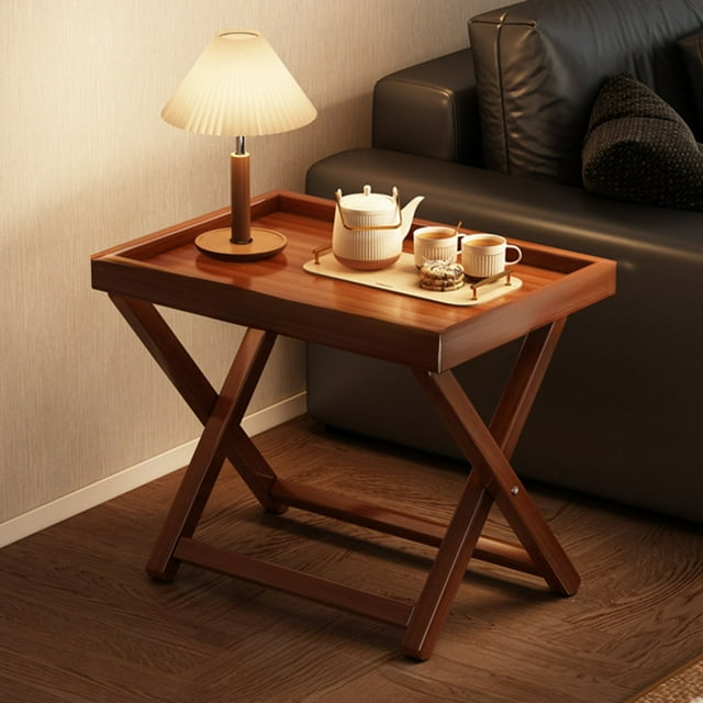 Muebles de oficina para el hogar, mesita de noche de bambú con patas plegables, bandeja para desayuno, bandeja para servir comida y refrigerios, para el sofá del hogar, mesa auxiliar para sala de esta
