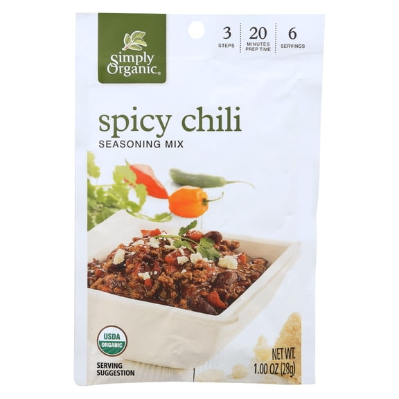 Simply Organic Seasoning Mix, Spicy Chili, 1 Oz
