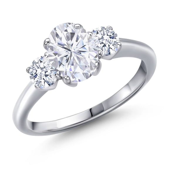 Gem Stone King 1.71 Ct Oval White Zirconia 925 Sterling Silver Ring